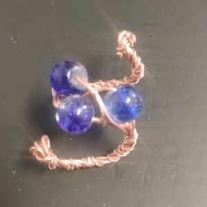 Handmade Elegant Blue Wire-Wrapped Ring